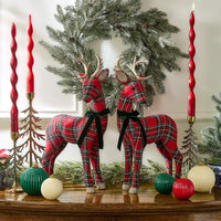 Set of 2 Holiday Tartan Deer