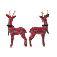 Set of 2 Holiday Tartan Deer