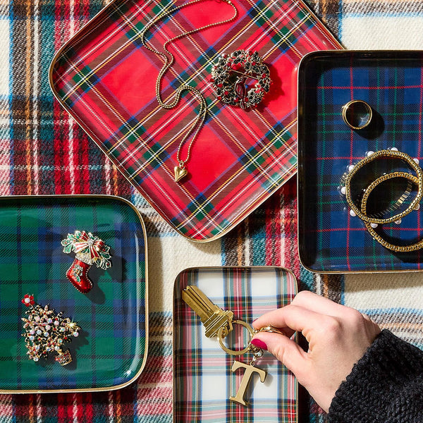 Tartan Set of 4 Decorative Metal Trays