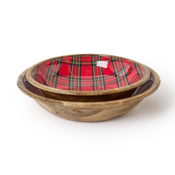 Tartan Traditions Wood Round Bowl with Enamel