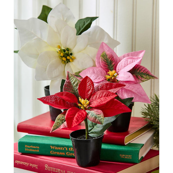 Festive Flower Market Set of 3 Faux Poinsettias (3 Colors)