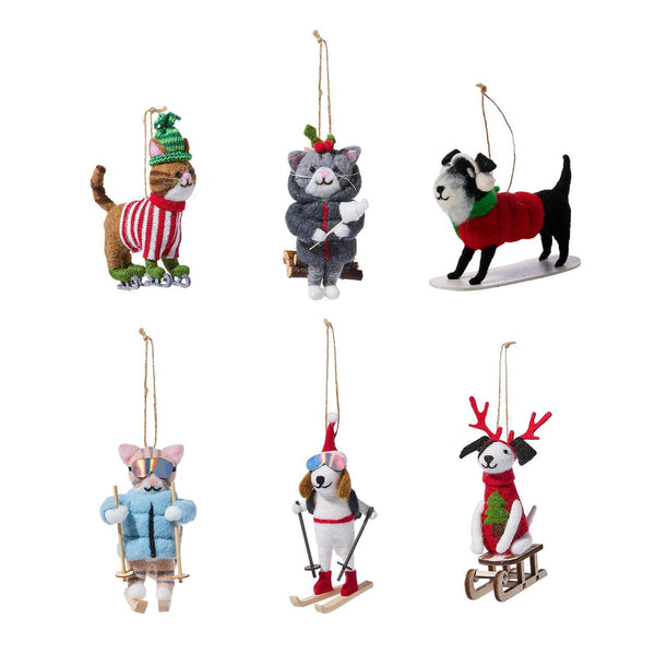 Winter Fun Felt Cat & Dog Ornaments