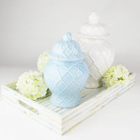 Light Blue Textured Ginger Jar - Small