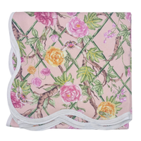 WHOLESALE Scalloped Square Table Topper | Climbing Roses - Blush