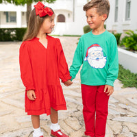Boys Button Pants - Red Twill