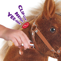 PonyCycle Ride-On Brown Horse | Plush Animal Riding Pony Toy