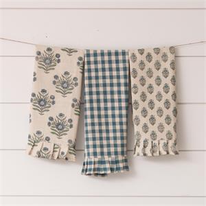 Tea Towels - Blue Block Print Silhouette (Set of 3)