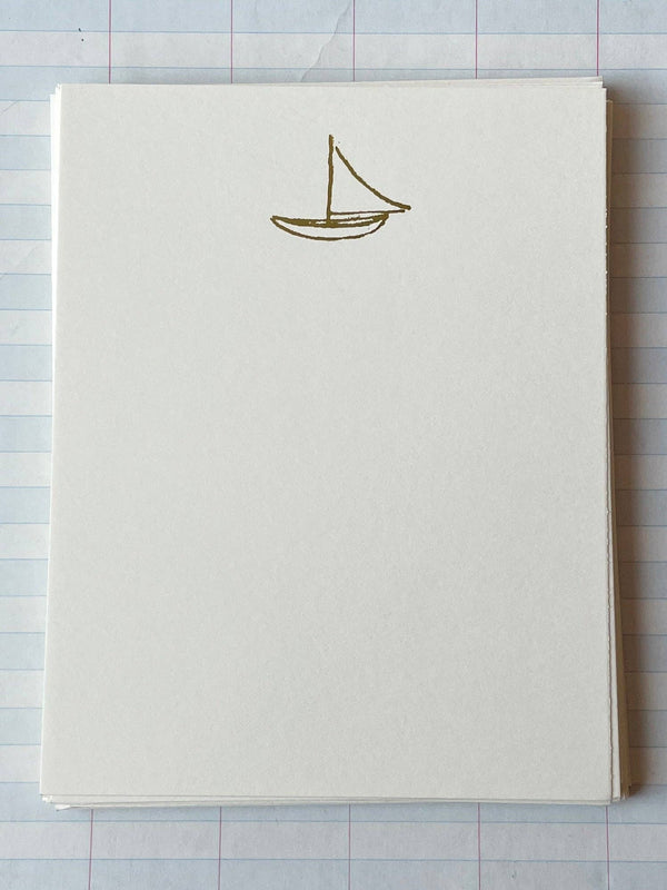 Sail Boat Foil Pressed Stationery Set of 8