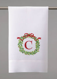 Christmas Wreath Monogram Guest Towel