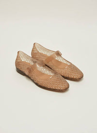LISA Woven Jelly Mary Jane Flats Tapered Square Toe Trend Sh