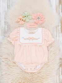 Country Ribbon Embroidered Romper