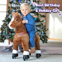 PonyCycle Ride-On Brown Horse | Plush Animal Riding Pony Toy
