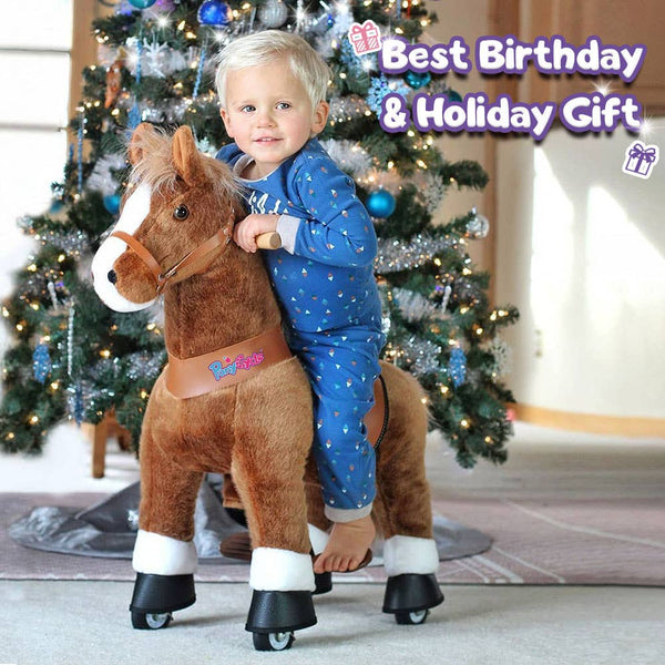 PonyCycle Ride-On Brown Horse | Plush Animal Riding Pony Toy