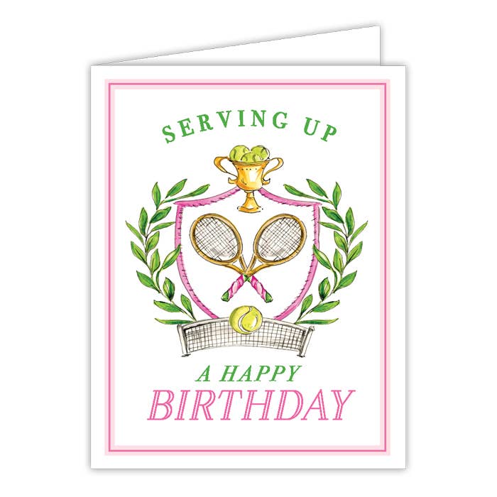 Serving Up A Happy Birthday Tennis Greeting Card