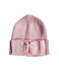 Classic Bow Beanie - Powder Pink