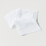 White Classic Hemstitch Linen Blend 6-Inch Napkin Coaster