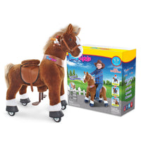 PonyCycle Ride-On Brown Horse | Plush Animal Riding Pony Toy