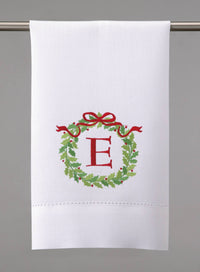 Christmas Wreath Monogram Guest Towel