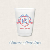Summer Patriotic Frost Flex Cups, Set of 8 16 oz Frosted Party Cups, Watercolor Fourth of July Party Cups, Memorial Day Party Drinkware