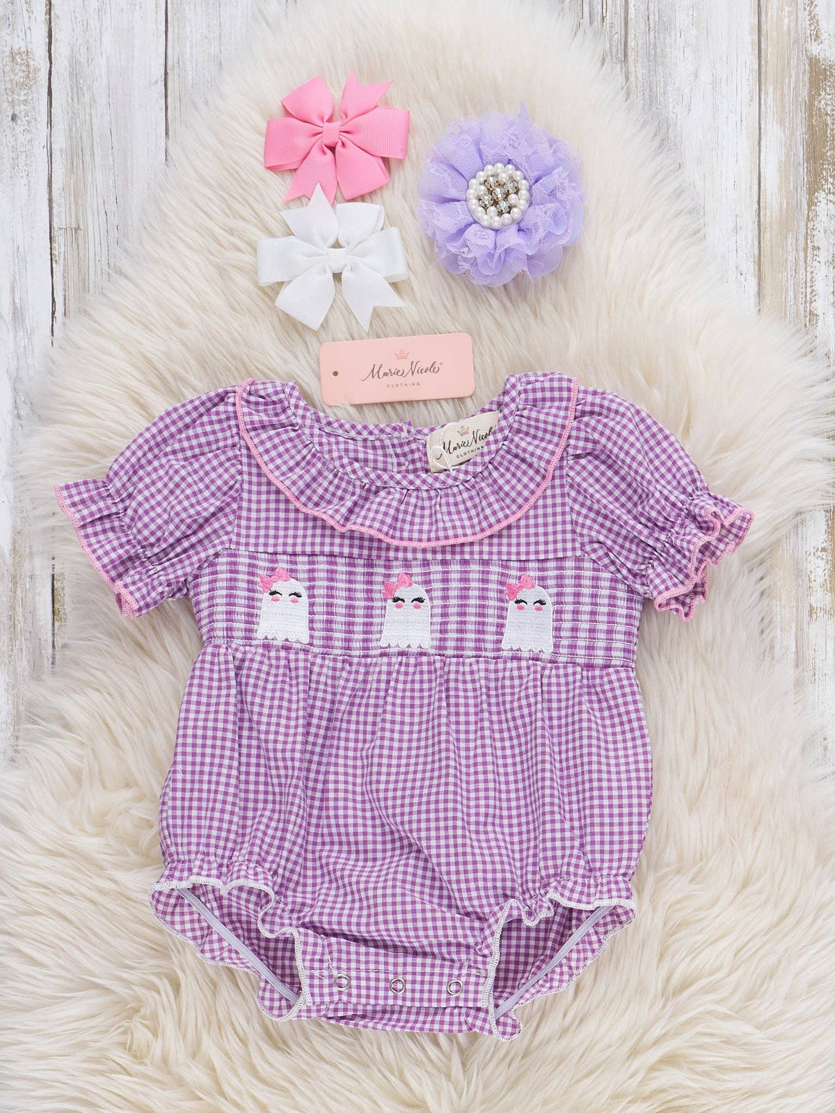 Gorgeous Ghosty Smocked Gingham Bubble Romper