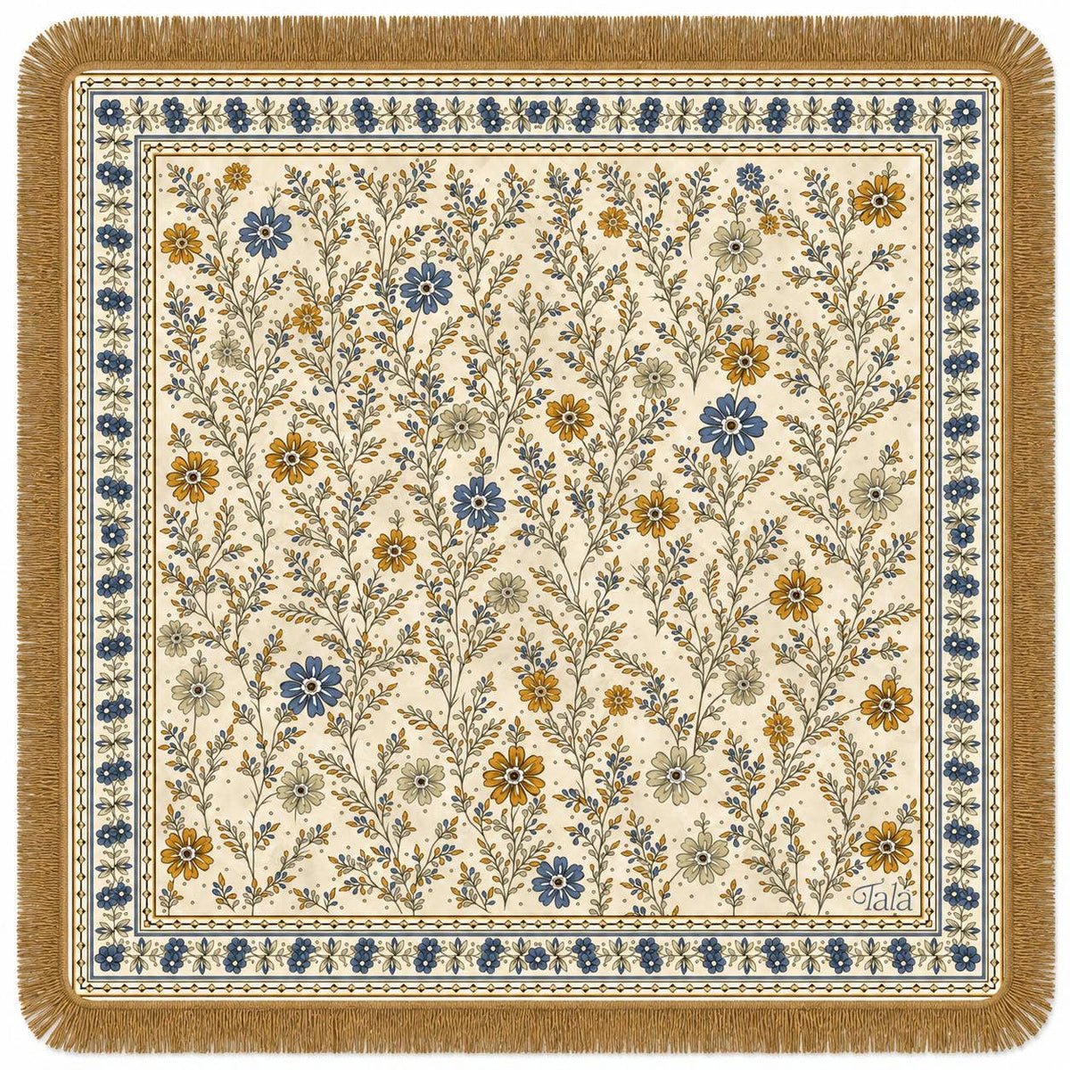 The Sonoma Mahjong Mat - Wildflowers with Suede Fringe
