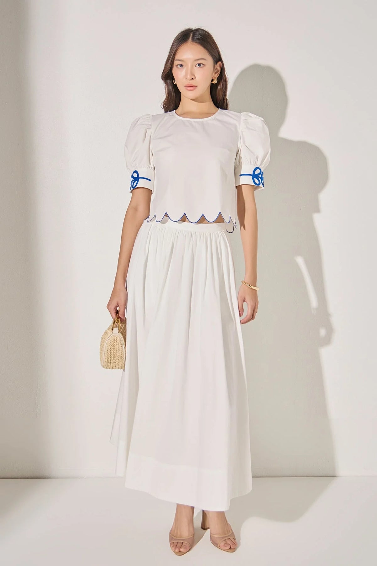 Scallop Hem Embroidered Top