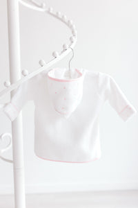 Baby Bathrobe – White with Pink Dots