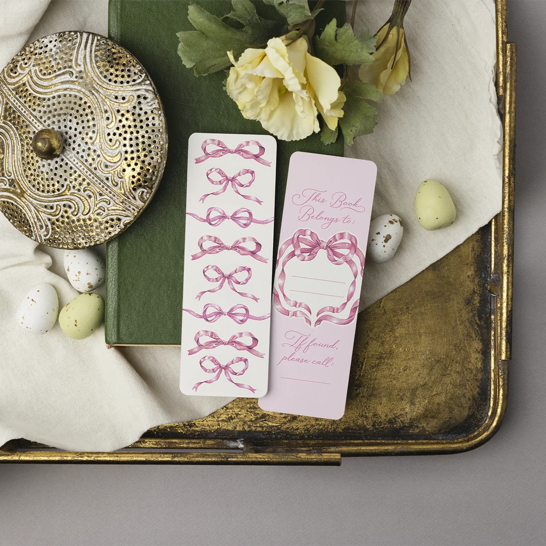 Pink Bow Bookmarks Set of 3