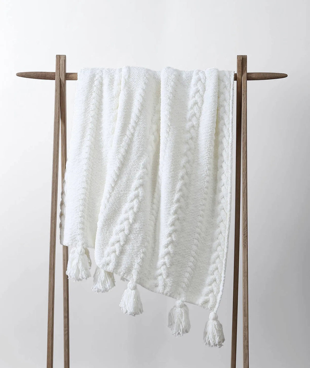 Braided Pom Pom Throw Blanket