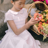 Cassis White Short Sleeve Smocked Dress