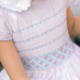 Cassis White Short Sleeve Smocked Dress