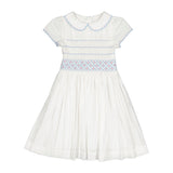 Cassis White Short Sleeve Smocked Dress