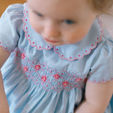 Cassis Blue Short Sleeve Smocked Bubble