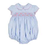 Cassis Blue Short Sleeve Smocked Bubble