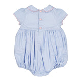 Cassis Blue Short Sleeve Smocked Bubble