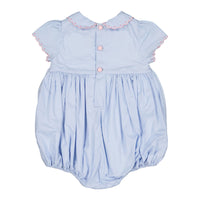 Cassis Blue Short Sleeve Smocked Bubble