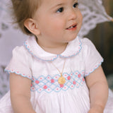 Cassis White Short Sleeve Smocked Bubble