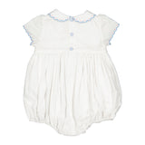 Cassis White Short Sleeve Smocked Bubble