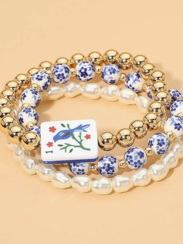 One Bam Bird Bracelet Set in Blue