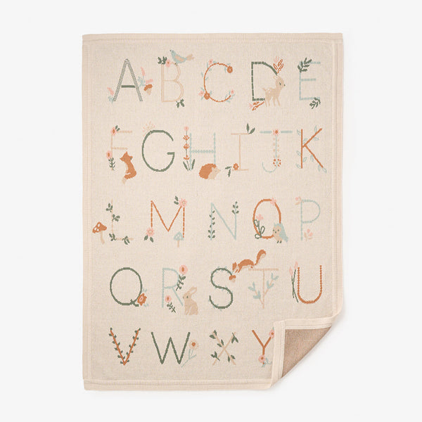 Wheat Alphabet Knit Baby Blanket
