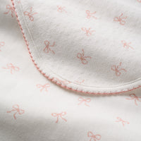 Pink Bow Organic Double Layer Swaddle Blanket