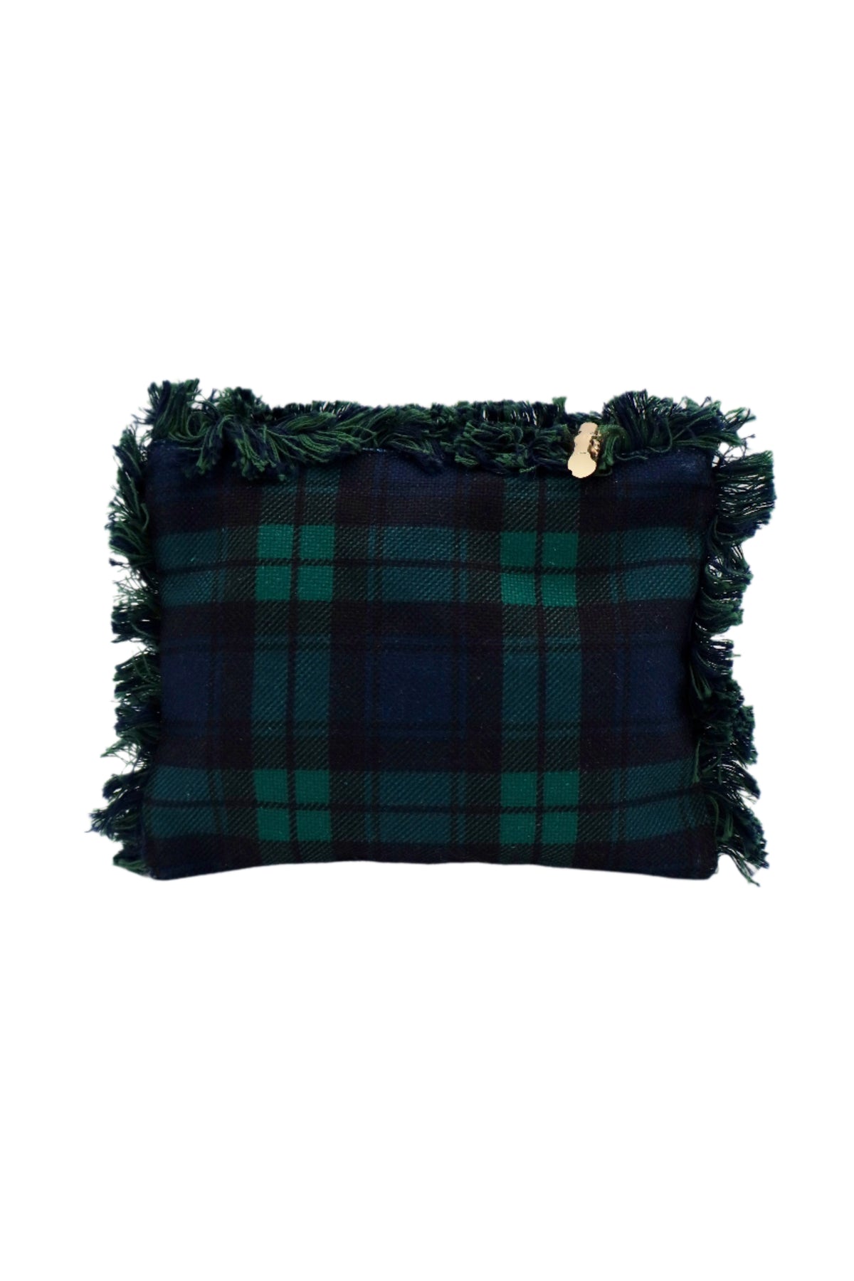 Blackwatch Plaid Flat Zip Fringe Pouch Small