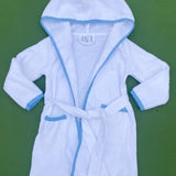 Blue Trim Towel Hoodie Robe