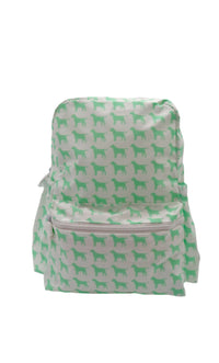 Kids Coated Fabric Backpack-Green Puppy Print