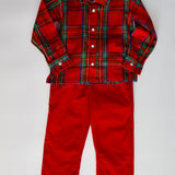 Maddie & Connor Boy Red Tartan Plaid Shirt