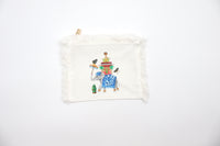 Flat Zip Fringe Pouch with Elephant print - Small