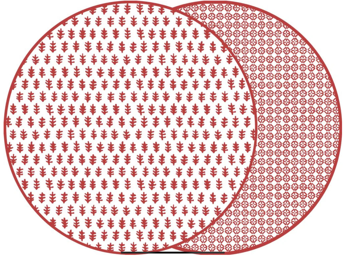 Agra & Jaipur Round Two SIded Placemat Tangerine