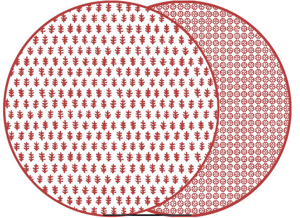 Agra & Jaipur Round Two SIded Placemat Tangerine