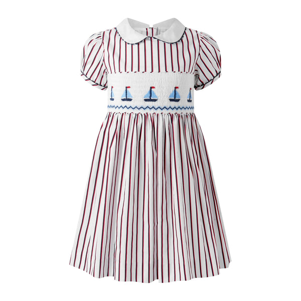 Sailboat Smocked Stripe Dress