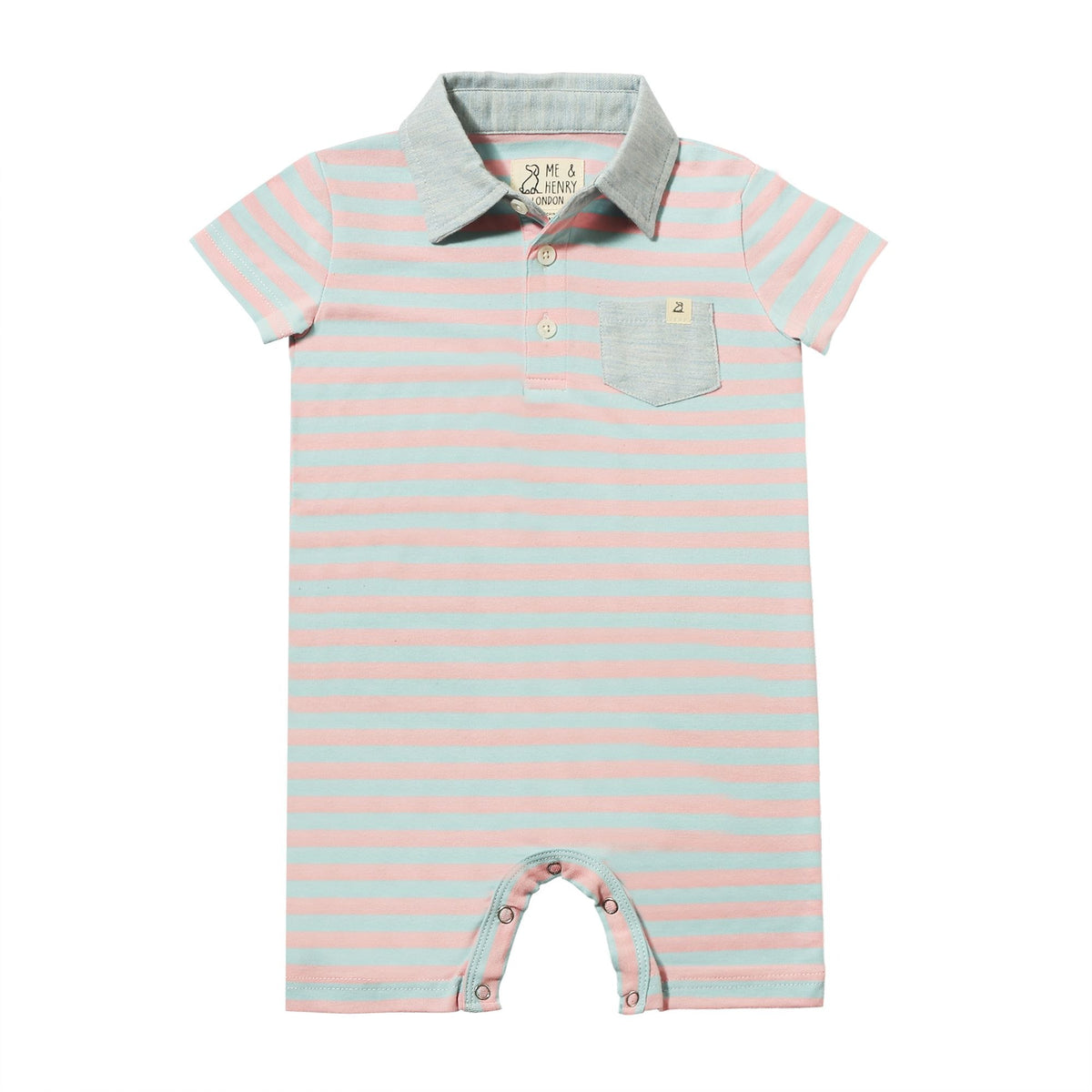 Saltash Polo Romper Pink Sky